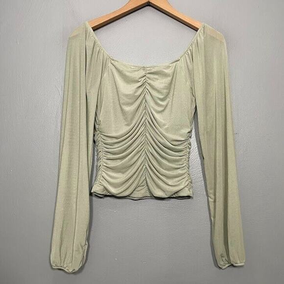 Rue 21 Juniors Size Small Light Green Mesh Crop Top Coquette Milkmaid Romantic - Picture 5 of 8